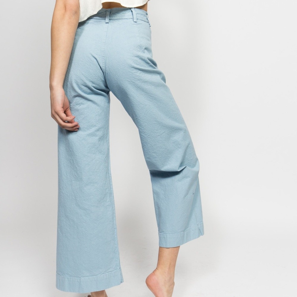 Jesse Kamm Sailor Pants Light Blue High Waisted Wide Leg Cotton Canvas Size XS - Picture 8 of 11